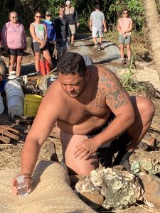 A participant of the Cross-Pacific Regional Collaborative Hub’s first gathering in Oʻahu performs a ceremony.