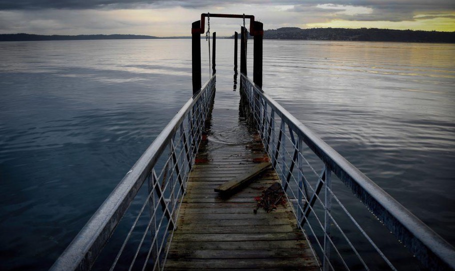 A dock overrun with water