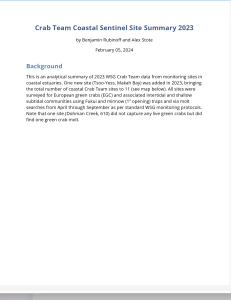 2023 Coastal Site Monitoring Summary