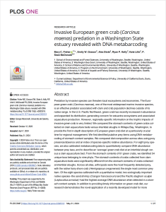 Invasive European green crab (Carcinus maenas) predation in a Washington State estuary revealed with DNA metabarcoding