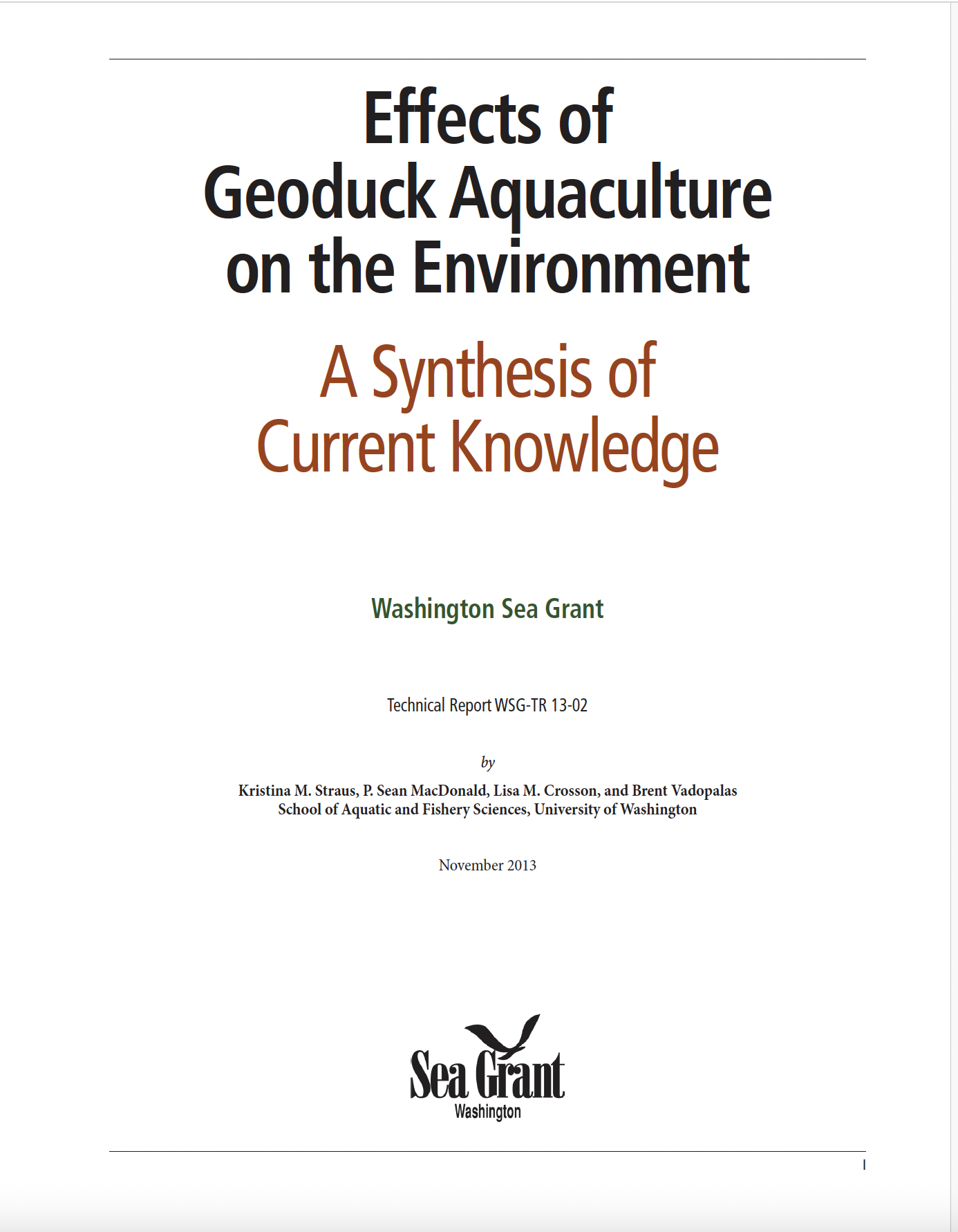 Effects of Geoduck Aquaculture on the Environment