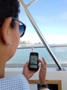 Person using the Pumpout Nav App